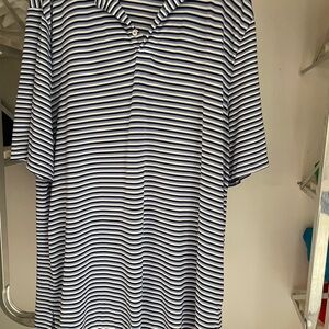 RLX Ralph Lauren Navy and White Striped Polo